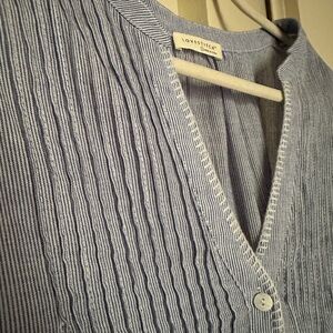 Lovestitch Textured Blue Button-Up Top